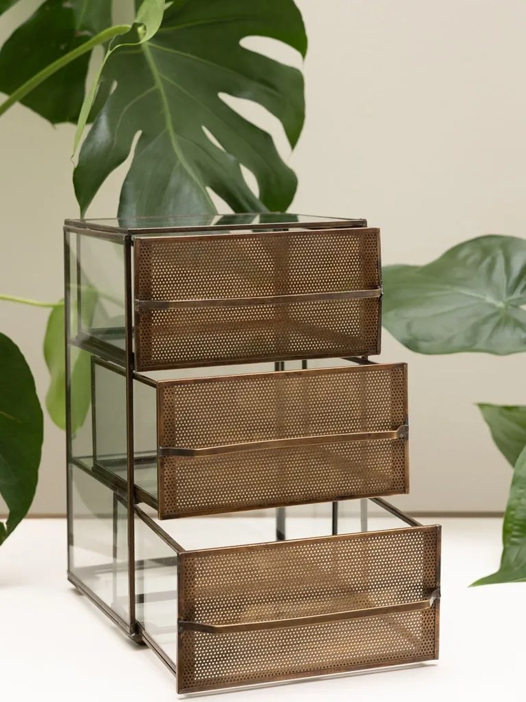 Organizator din sticla, cu 3 sertare, Draw