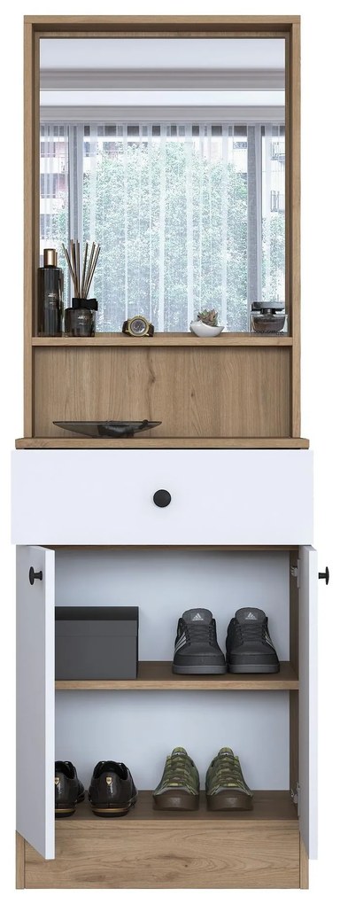 Mobilier hol Pixie 6 (nuc + alb) (cu oglindă). 1102445