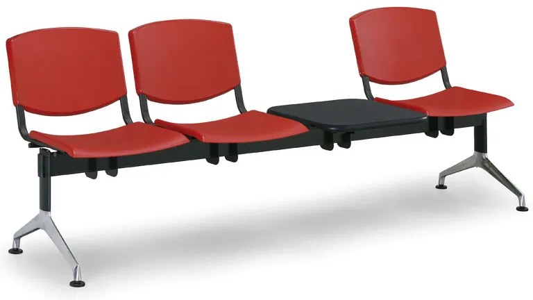 Bancă din plastic de design, 3 locuri + masă, albastru