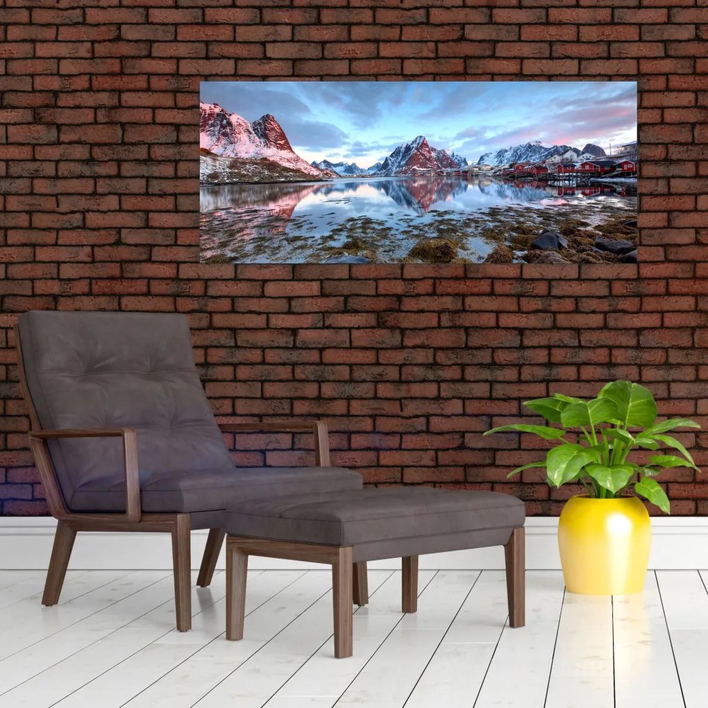 Tablou - Răsărit de soare deasupra Reine (120x50 cm)