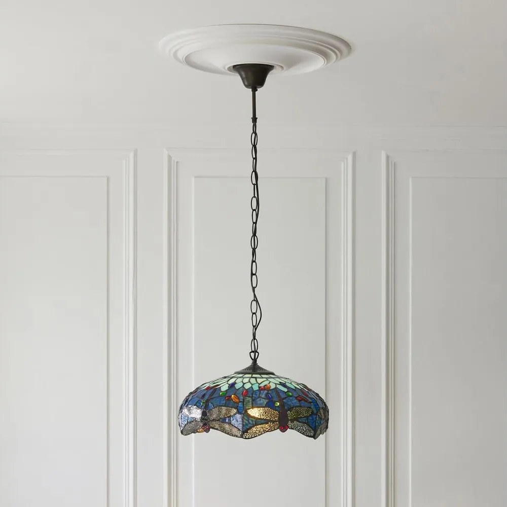 Endon 112195 - Lustră pe lanț Tiffany DRAGONFLY 1xE27/60W/230V Ø 41 cm