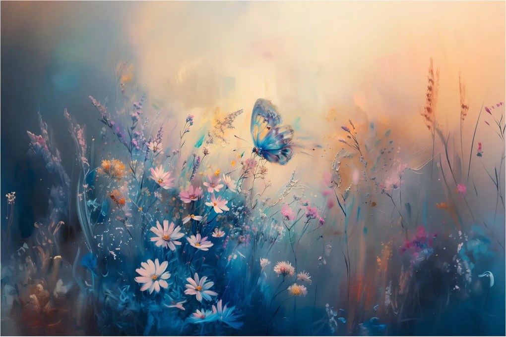 Tablou - Pajiște cu Fluture (90x60 cm)