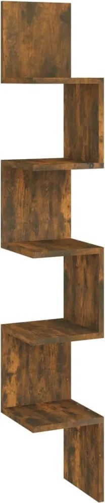 vidaXL Raft perete de colț stejar afumat 20x20x127,5 cm lemn compozit