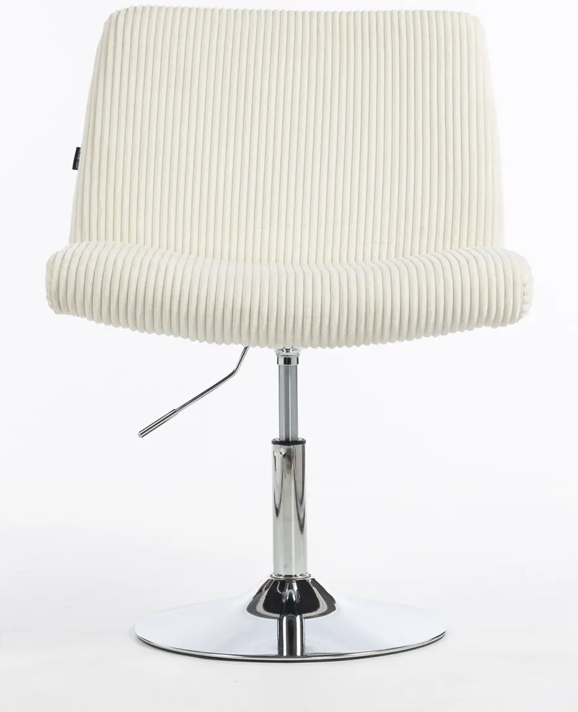 HR150N Scaun Alb din Catifea Reiată cu Bază Cromata