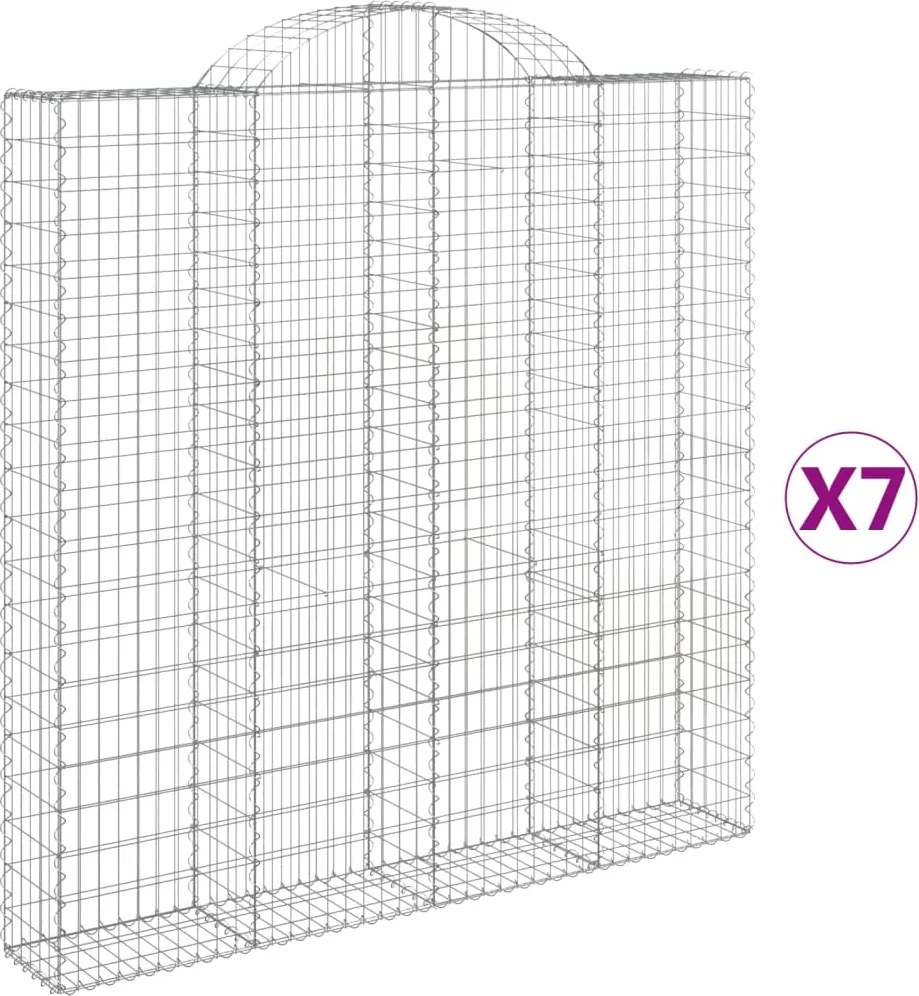 vidaXL Coșuri gabion arcuite 7 buc. 200x30x200/220 cm fier galvanizat