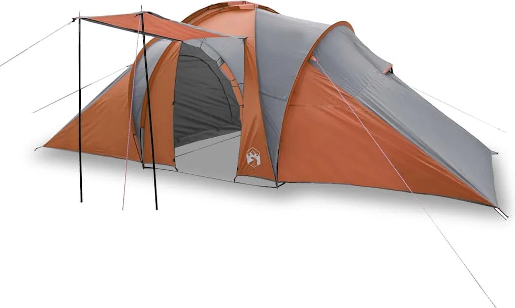 vidaXL Cort de familie cupolă 6 persoane, gri/portocaliu, impermeabil