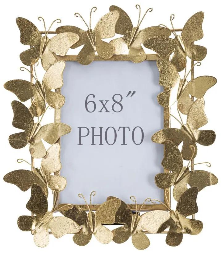 Rama foto aurie din metal, 15x20 cm, Butterfly Glam Mauro Ferretti