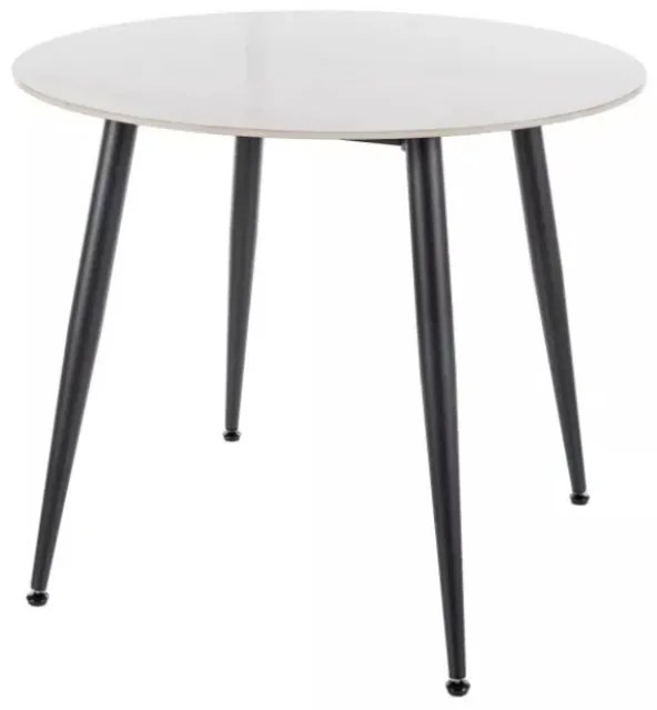Masa rotunda de dining RION 90 cm cu blat din ceramica, marmura alba