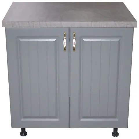 Masca pentru chiuveta cu 2 usi 80 cm Zebra, Alb/MDF Gri cu blat Beton, 80 x 85 x 60 cm