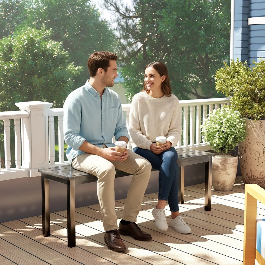 Outsunny Bancă de grădină cu 2 locuri, 130x34x43 cm, gri | Aosom Romania