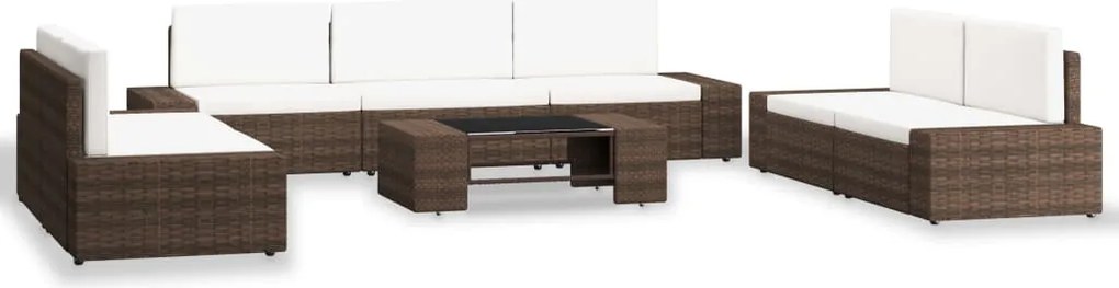 vidaXL Set mobilier de grădină, 8 piese, maro, poliratan