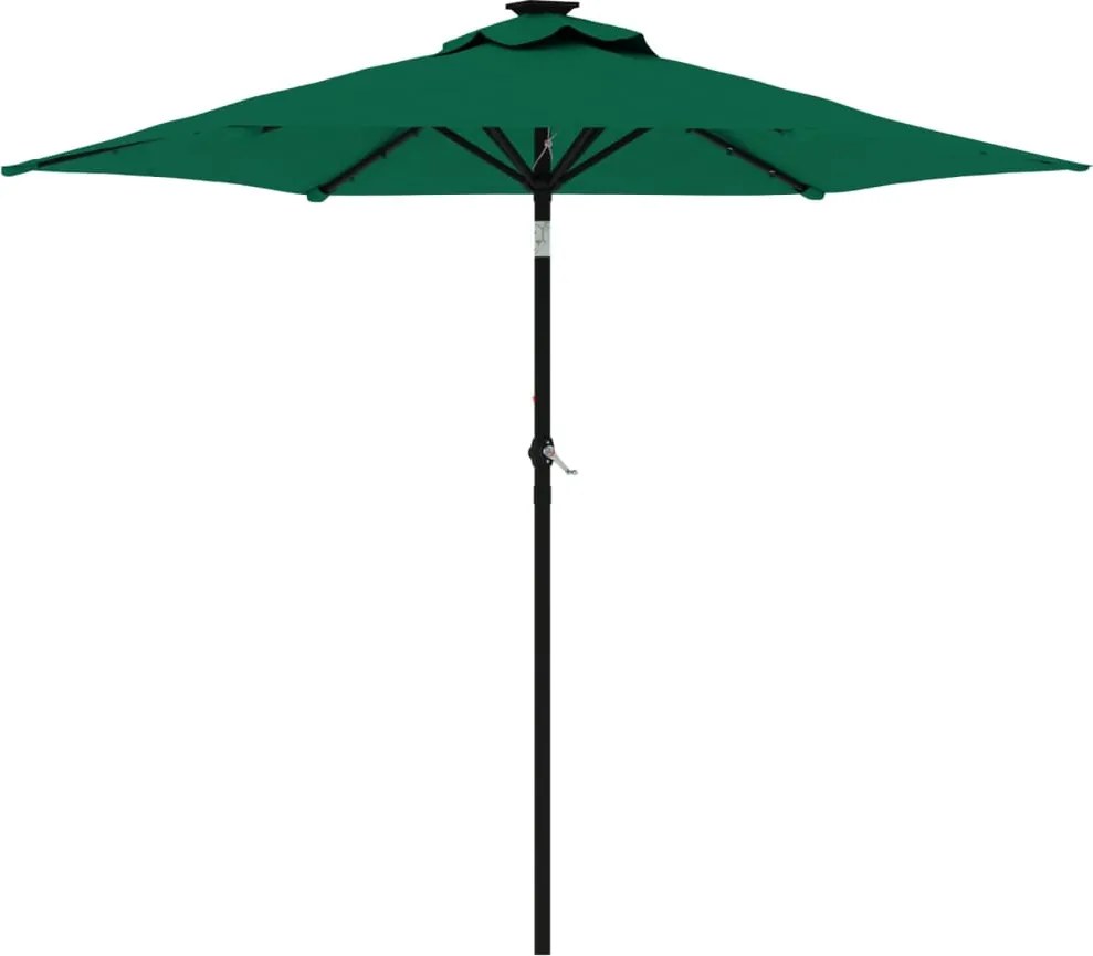 vidaXL Umbrelă soare de grădină stâlp din oțel/LED verde 225x225x212cm