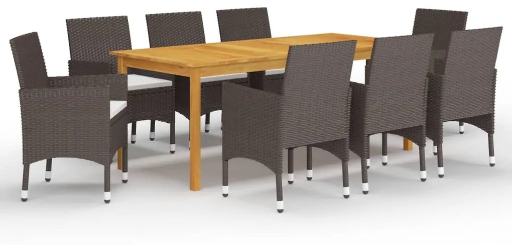 3067862 vidaXL Set mobilier de grădină, 9 piese, maro