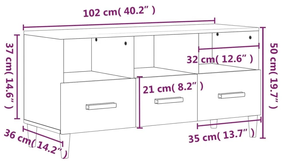 Comoda TV, gri beton, 102x36x50 cm, lemn compozit Gri beton, 1