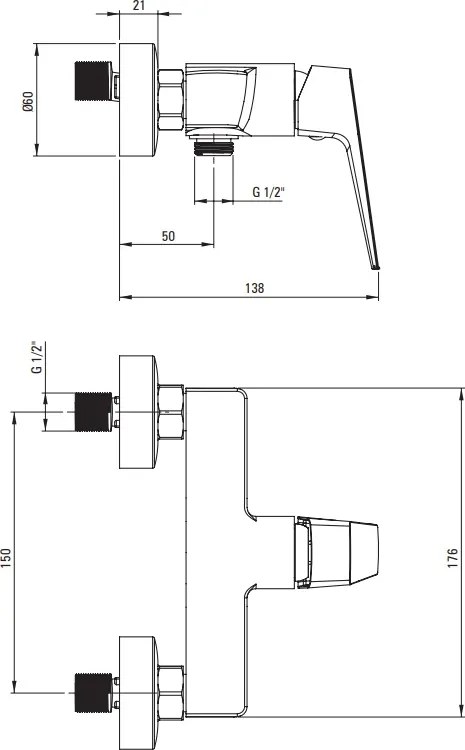 Blur Baterie de duș BQL_A40M Finisaj: alb