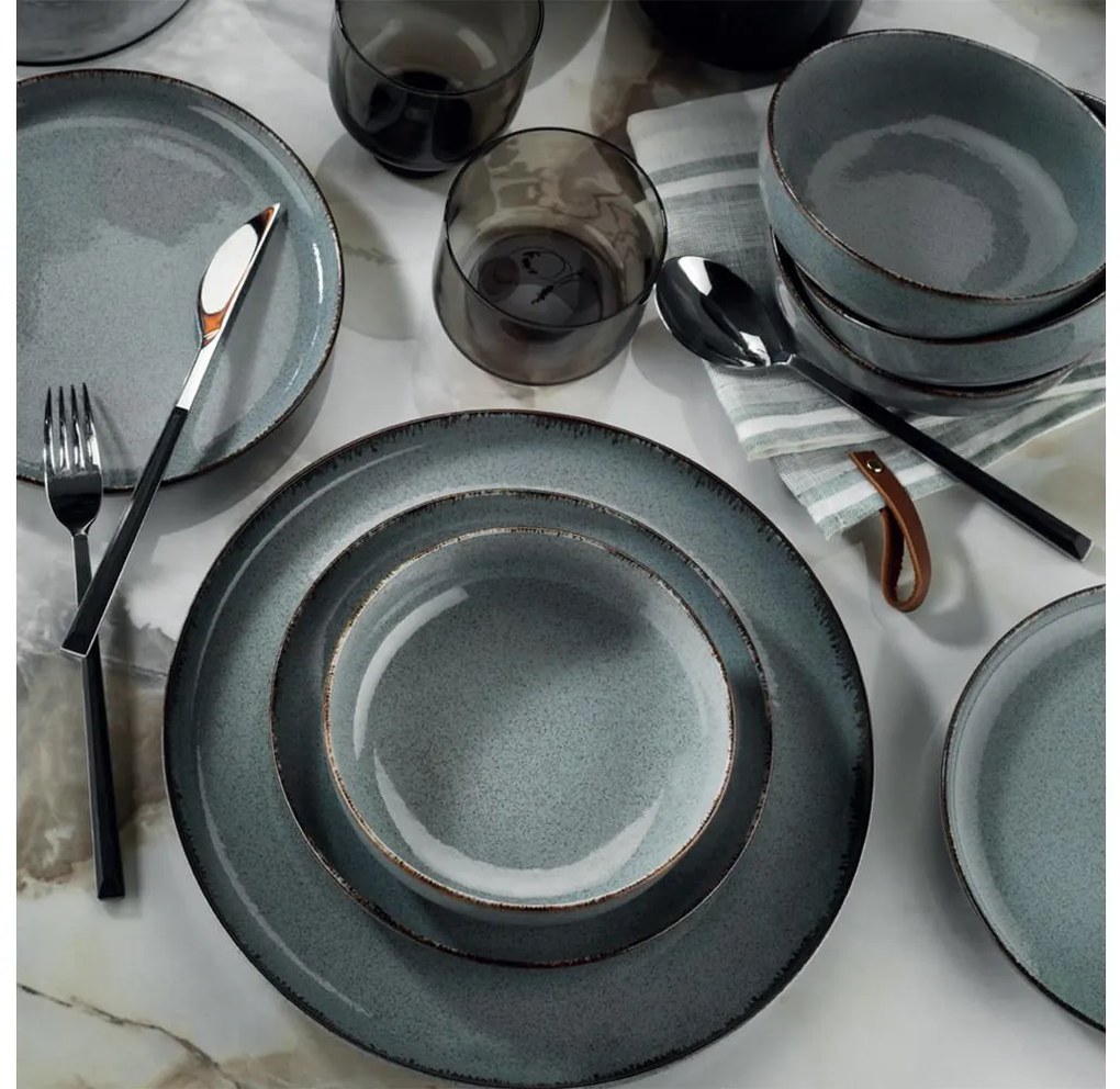 Set de masă 24 piese, porțelan, albastru