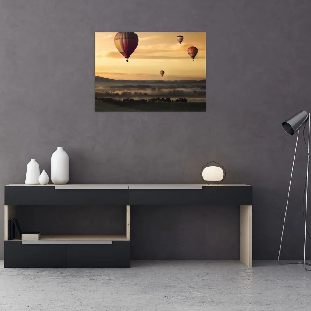 Tablou pe sticlă cu baloane zburând (70x50 cm)
