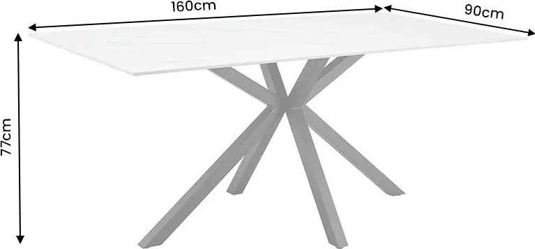 Masa dining cu blat ceramic GALAXIE alb 160x90cm