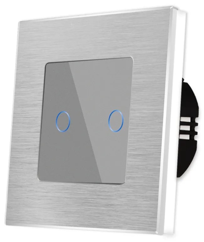 Intrerupator Dublu cu Touch din Sticla si Rama de Aluminiu LUXION, protocol ZigBee