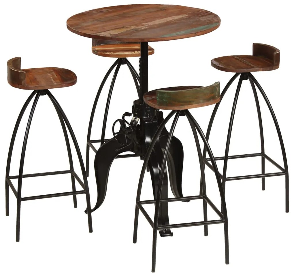 245273 vidaXL Set mobilier de bar, 5 piese, lemn masiv reciclat