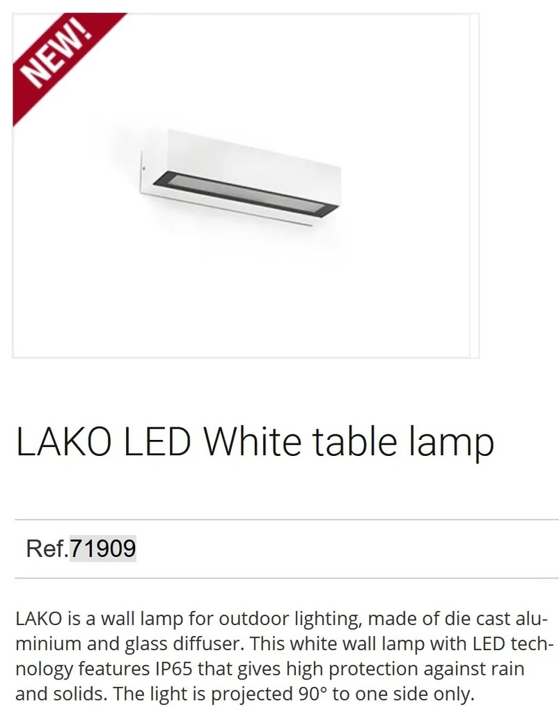 Aplica LED de exterior ambientala design modern IP65 LAKO alba