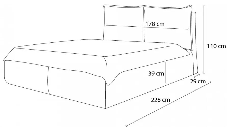 Pat matrimonial bej tapițat cu spațiu de depozitare cu somieră 160x200 cm Garance – Bobochic Paris