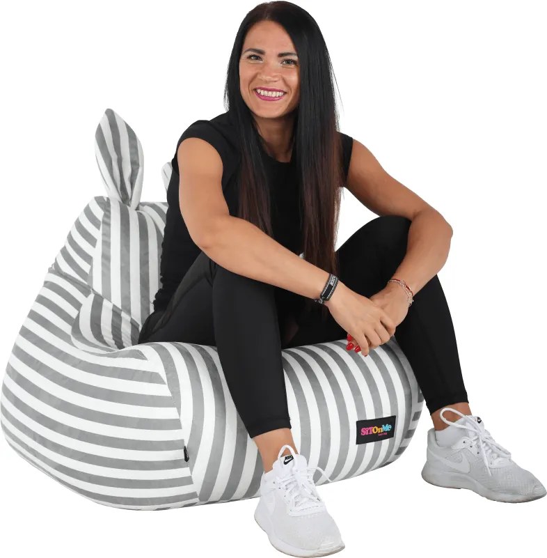 Fotoliu tip sac, alb/gri, LAPIN