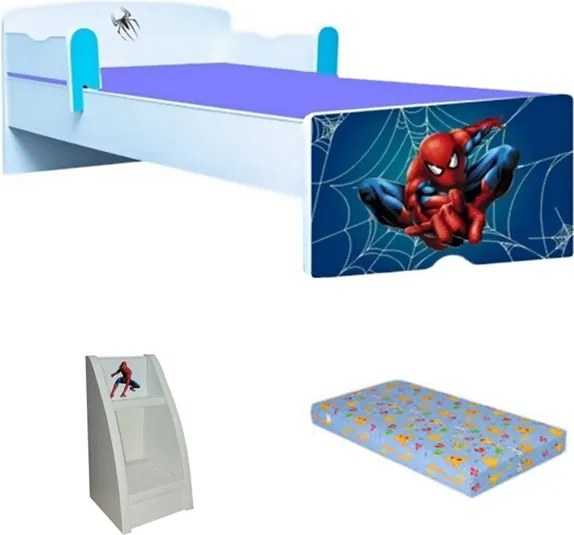 Pat copii Spidy cu saltea si etajera Cadou