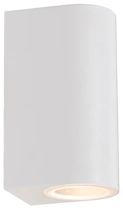 Aplică modernă de perete pentru exterior din plastic alb ovală cu 2 lumini - Baleno