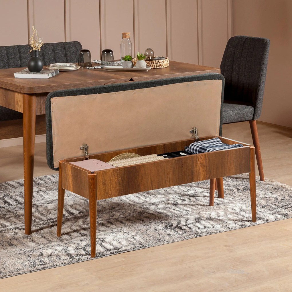 Set mobilier sufragerie Vlasta 1 (nuc + antracit) (pentru 4 persoane). 1072187