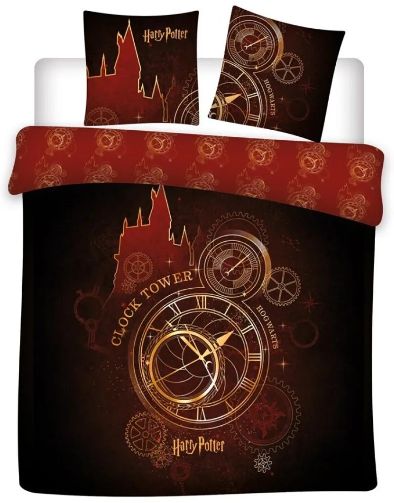 Harry Potter Clock Tower dublu, dublu cuvertură de pat 240×220cm, 65x65 cm