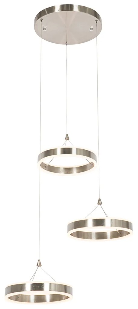 Lampă suspendată din oțel rotundă incluzând LED cu dimmer în 3 trepte cu 3 lumini - Lyani