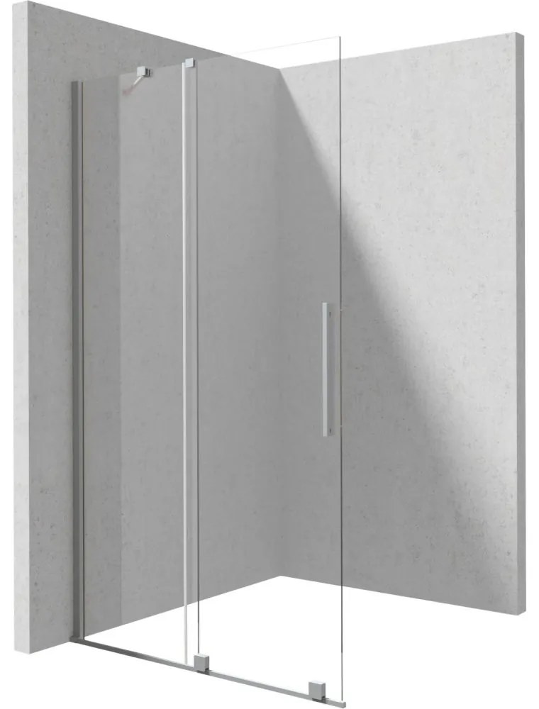 Paravan dus sticla securizata walk-in cu usa glisanta, 100x195 cm, otel slefuit, Deante Prizma Otel slefuit, 1000x1950 mm