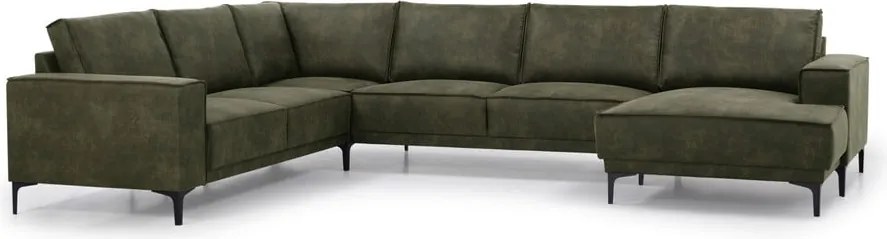 Colțar verde cu tapițerie din imitație de piele (colț pe partea dreaptă) Copenhagen – Scandic