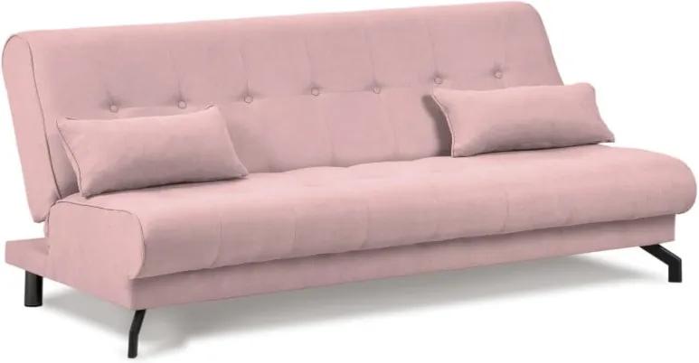 Canapea extensibilă cu 3 locuri Kooko Home Musique, roz deschis