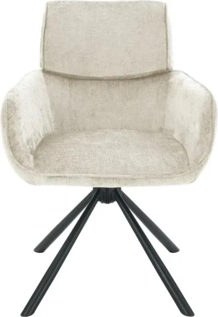 Set de 2 scaune pivotante, Metal Negru, Chenille Sampanie, UNIQUE A-46322 VC