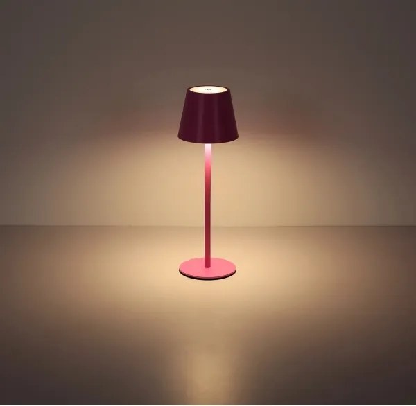Globo 58488P-LED Lampă de masă VANNIE, reglabilă, cu control tactil, reîncărcabilă, pentru exterior, 3W/5V IP54 1800mAh roz