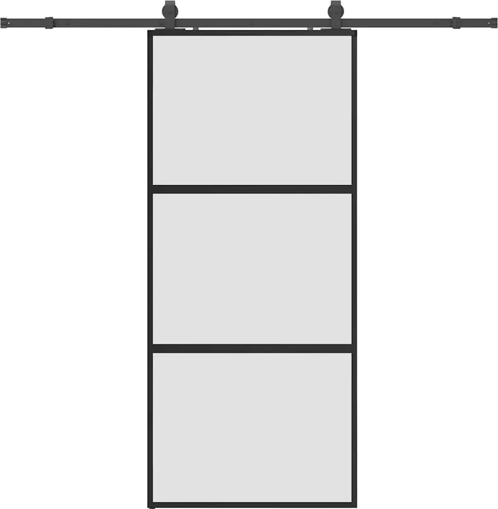 vidaXL Ușă glisantă cu set feronerie neagră 90x205cm sticlă securizată