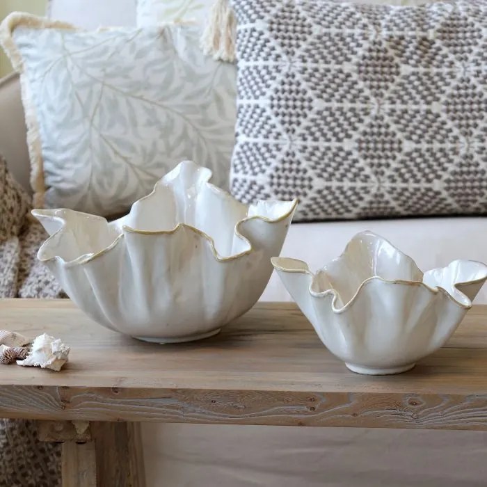 Bol decorativ din ceramica, cu margine canelată