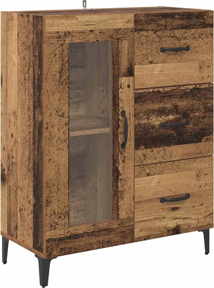 vidaXL Bufet Lemn Vechi 69,5 x 34 x 90 cm Lemn Ingineresc și Fier