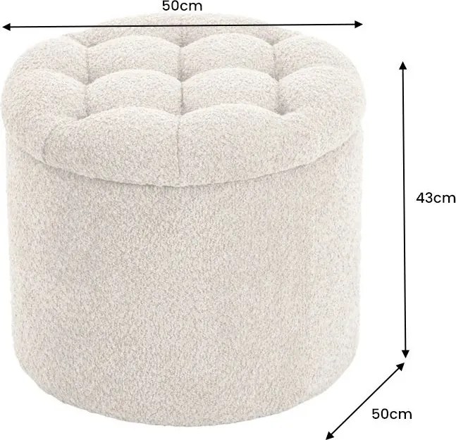 Taburete cu spatiu de depozitare Modern Barock 50cm, boucle champagne
