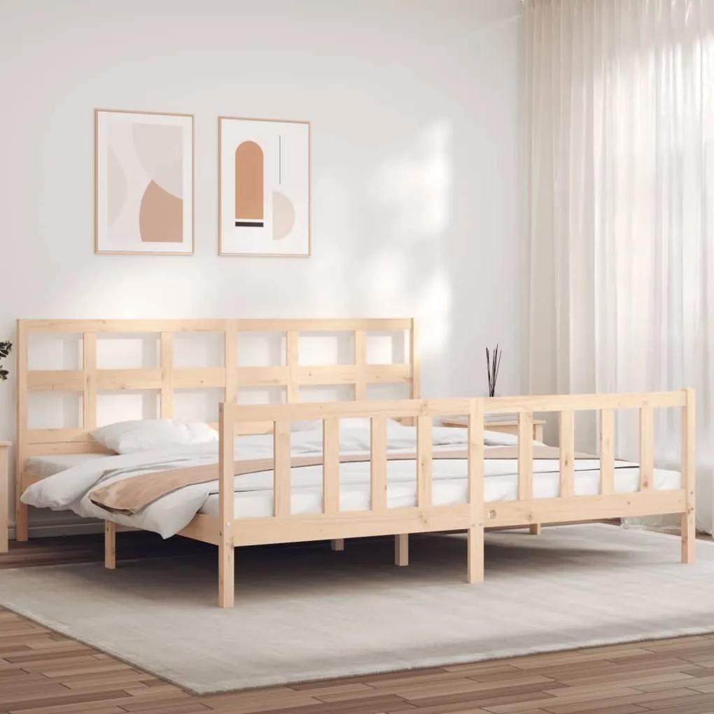 3193031 vidaXL Cadru pat cu tăblie 200x200 cm, lemn masiv de pin