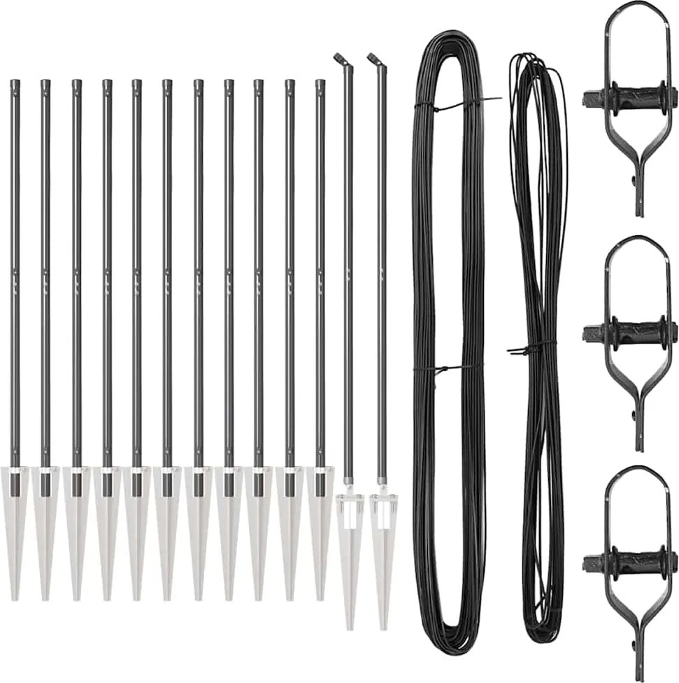 vidaXL Stâlp de gard. 13 pcs Gri Oțel