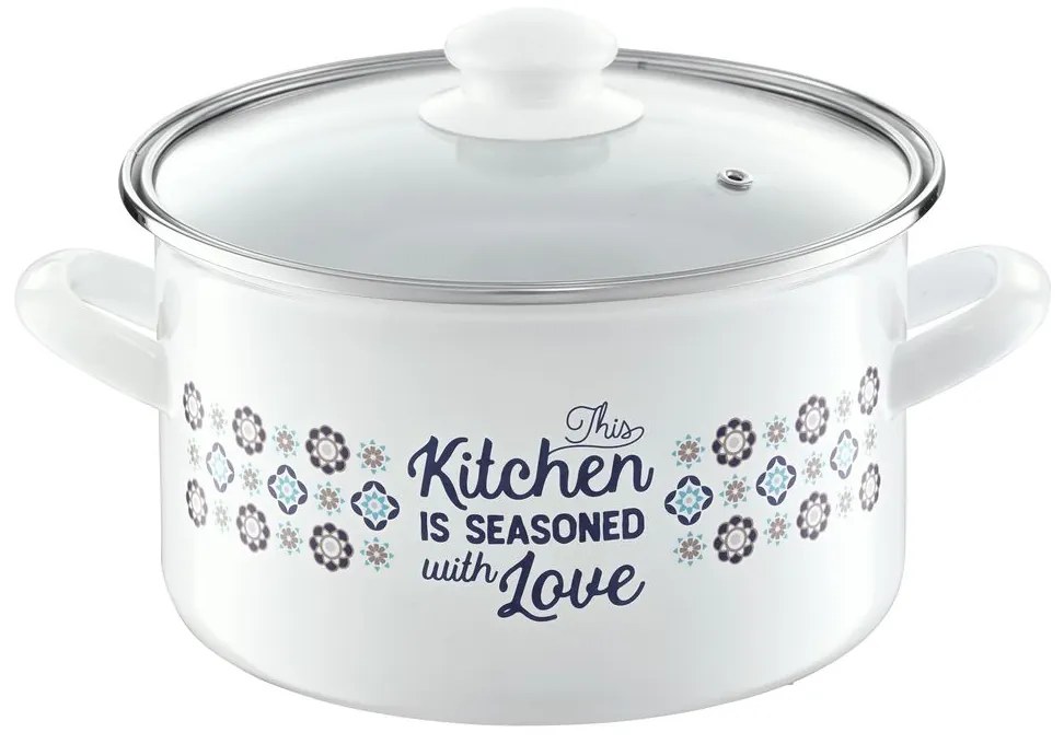 Oala email cu capac 16cm, 2,1L Nordic