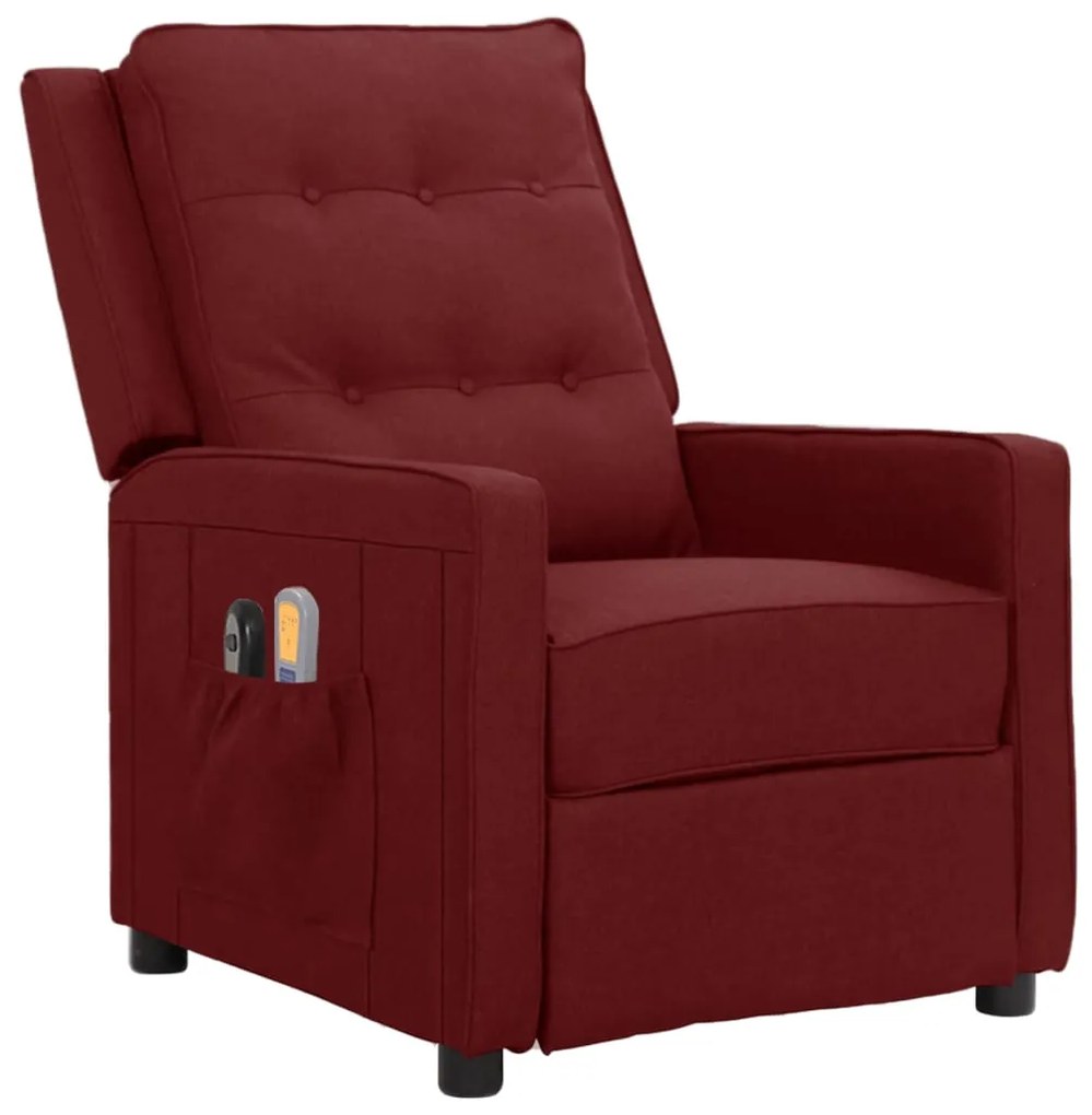 3098625 vidaXL Fotoliu de masaj electric rabatabil, roșu vin, textil