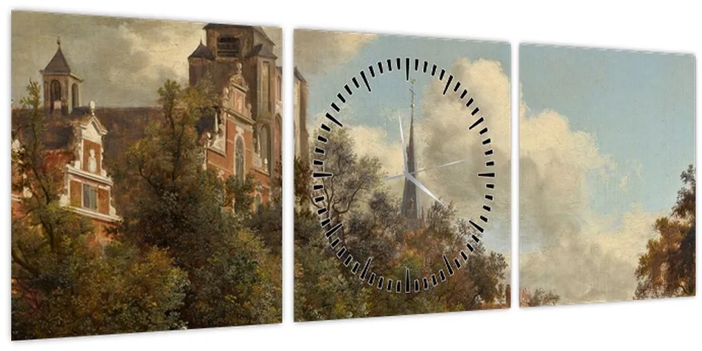 Tablou - Jan van der Heyden, View Down a Dutch Canal, reproducere (cu ceas) (90x30 cm)