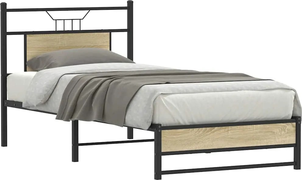vidaXL Cadru pat fără saltea, stejar sonoma 75x190 cm lemn prelucrat