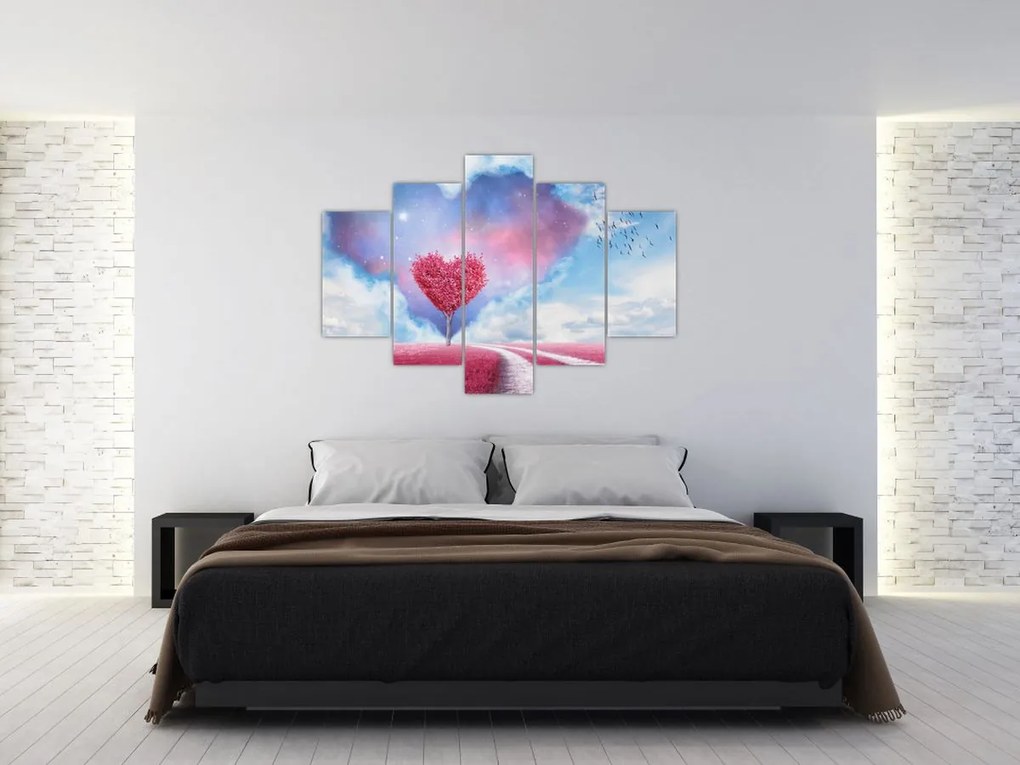 Tablou - Copac de inimă roz (150x105 cm)