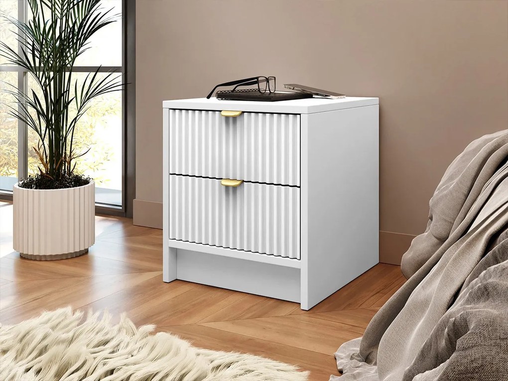 Noptieră Rozoma 2SZ (Alb velvet + auriu) . 1104521