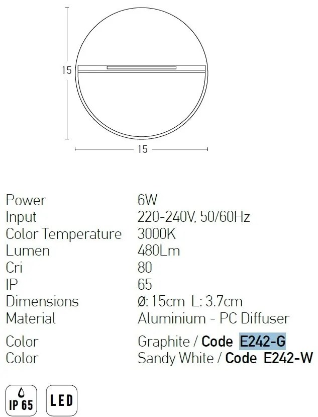 Aplica LED de perete pentru iluminat exterior, lumina ambientala, IP65 Bongo negru